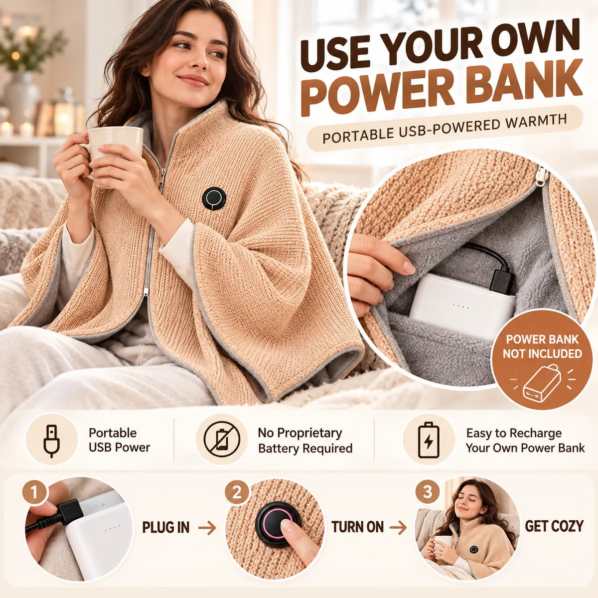 USB HEATED WEARABLE SHAWL ⭐🔥