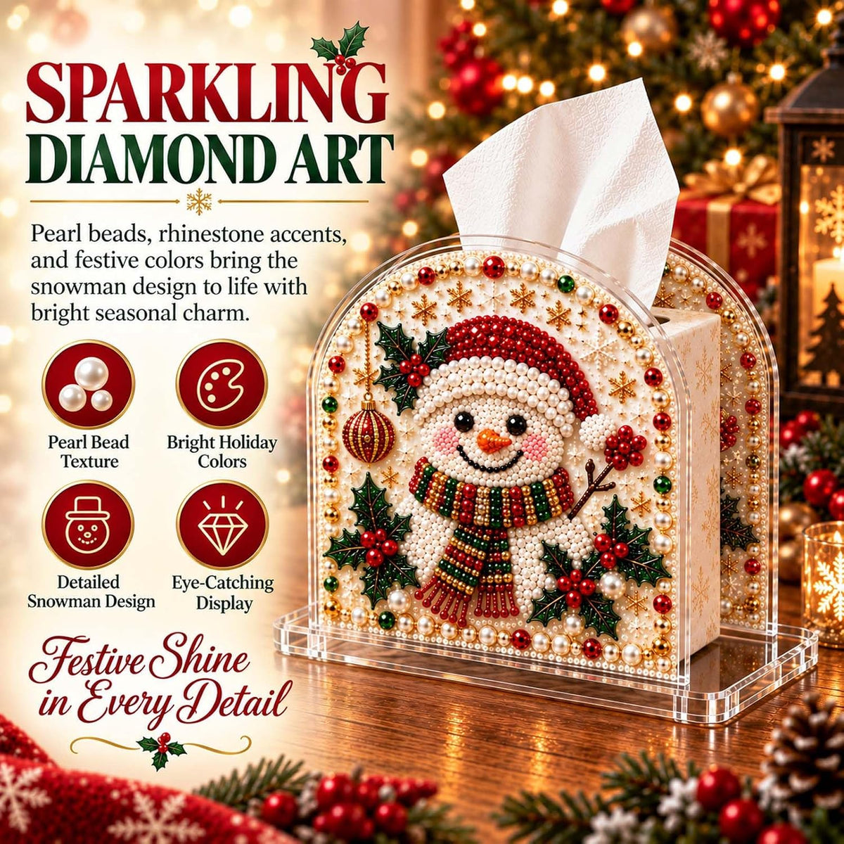 Christmas Diamond Painting Tissue Box Holder for Adults